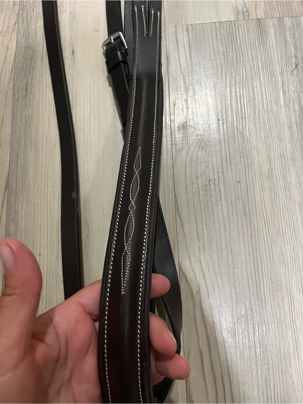 Dark Brown Padded Leather Horse Running Martingale